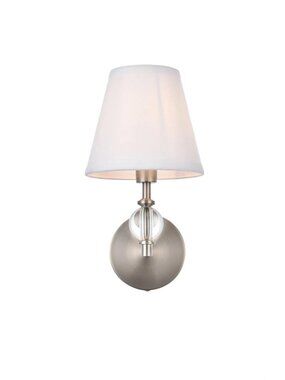 Sconce in satin nickel with white fabric shade (Living District - Bethany)